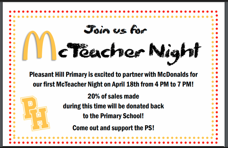 Pleasant Hill RIII Schools Primary School McTeacher Night